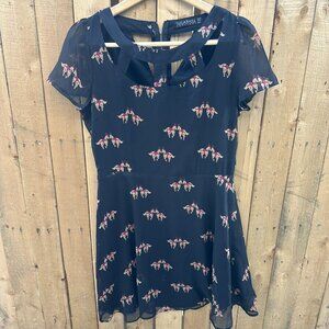 Sugarhill Boutique Horse Print Dress | Black Fit & Flare | Short Sleeve